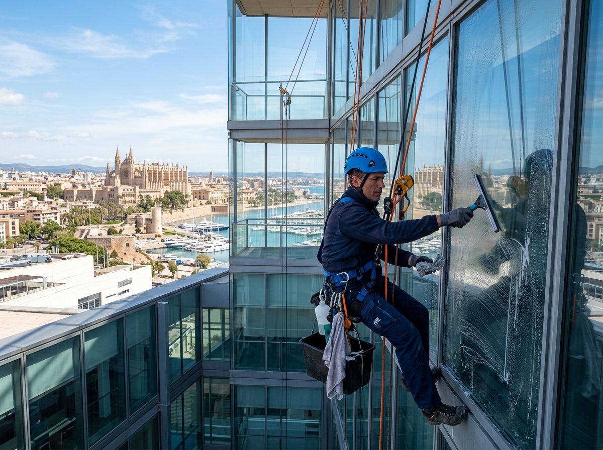 Limpieza de cristales en altura en Palma