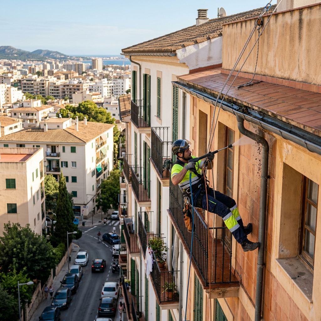 Trabajos sin andamios en una comunidad de vecinos de Calvià